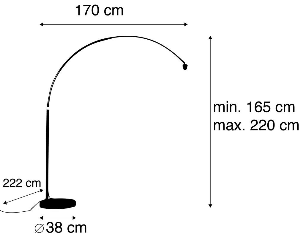 Moderná oblúková lampa chrómová nastaviteľná bez tienidla