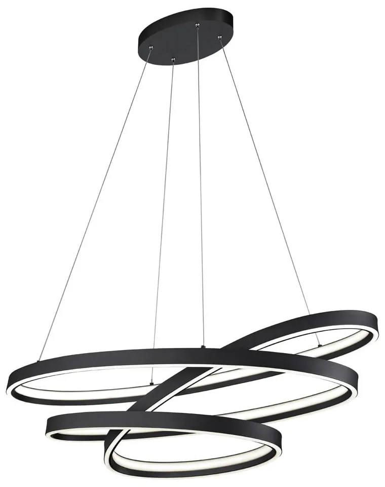 Čierne LED závesné svietidlo s hlasovým ovládaním/s ovládaním pomocou mobilnej aplikácie s kovovým tienidlom Ciola – CINQUE