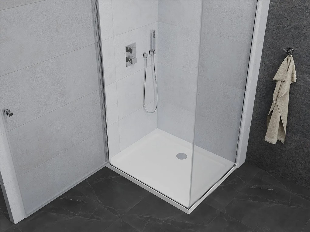Mexen Pretoria sprchovací kút 90 x 80 cm, priehľadný, chróm + plochá sprchová vanička-852-090-080-01-00-4010