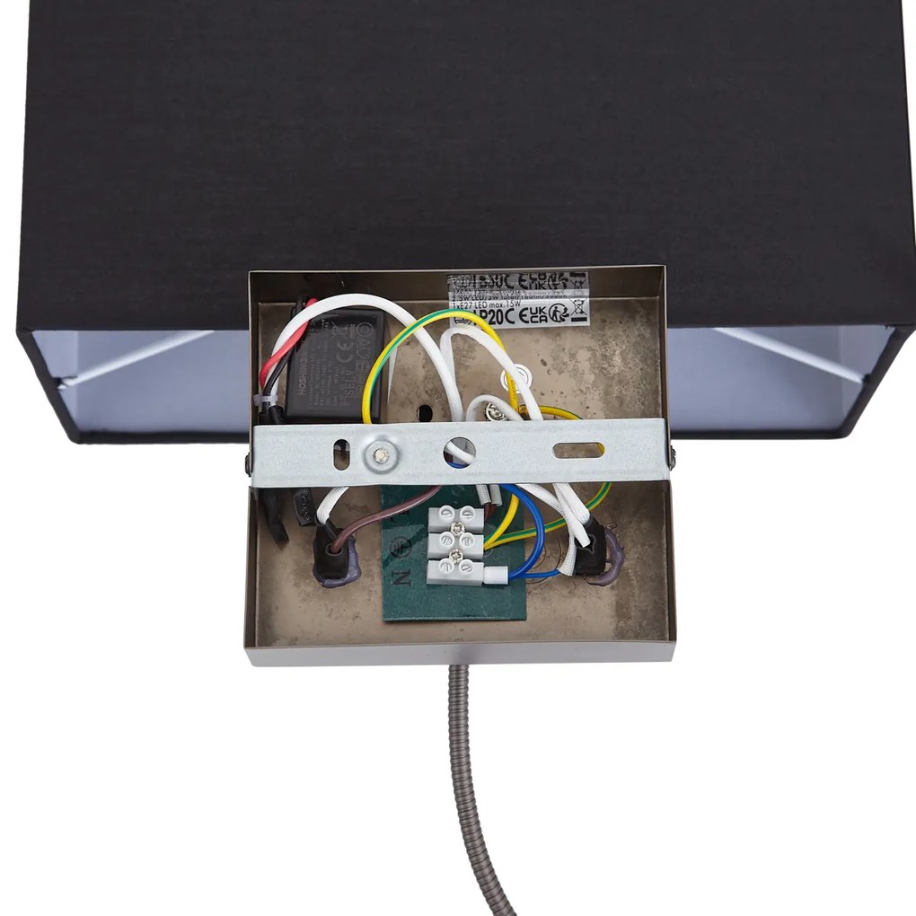 Moderné nástenné svietidlo Gunmetal s čiernym tienidlom a ramenom na čítanie vrátane LED - Bergamo