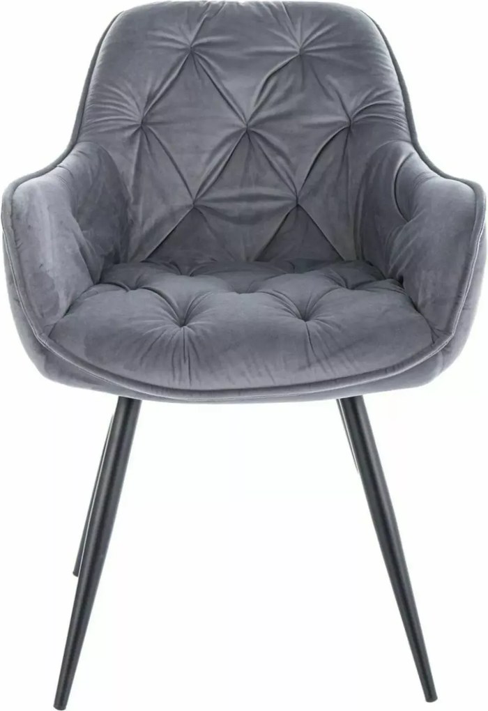 SI Čerešňová zamatová stolička sivý