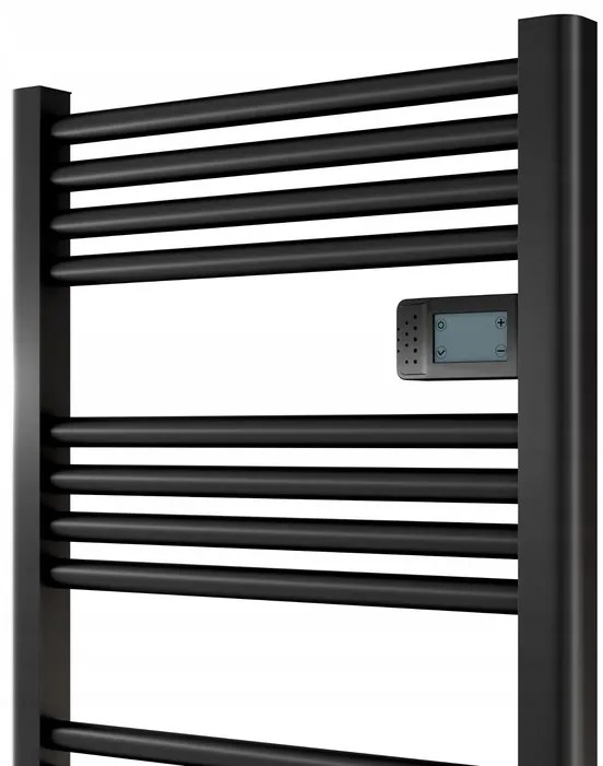Erga Pago, elektrické vykurovacie teleso 960x540 mm s digitálnym termostatom, 500W, čierna matná, ERG-LAV-GRZE-E-ALU-960540-BK
