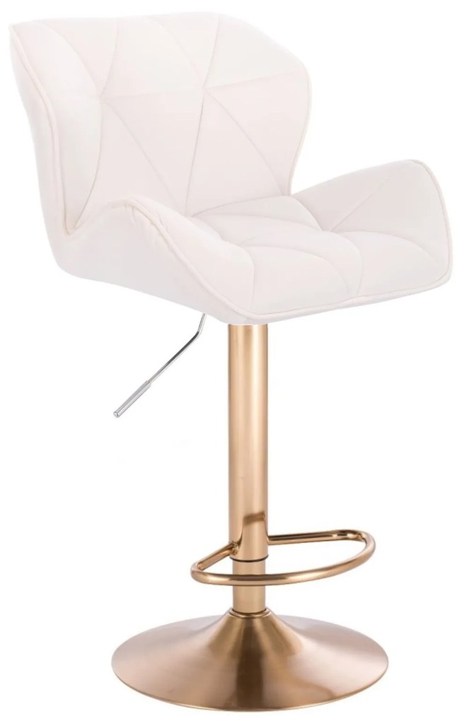 LuxuryForm DESIGN Barová stolička MILANO VELUR na zlatom tanieri - biela