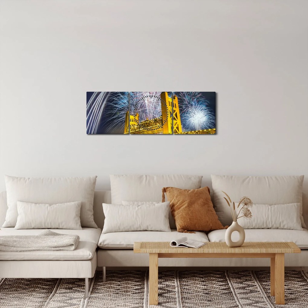 Obraz - Silvestrovská noc (s hodinami) (90x30 cm)