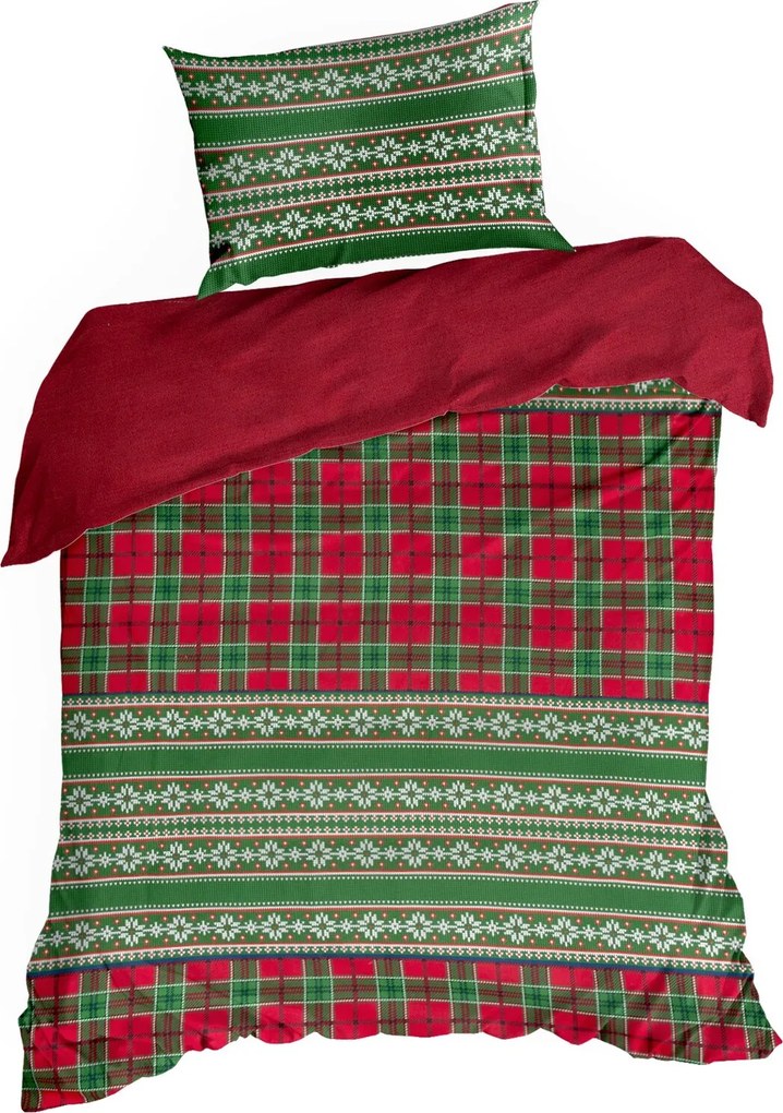 VIANOČNÉ FLANELOVÉ OBLIEČKY AURORA 140X200 CM, 1 KS 70X80 CM VZOROVANÉ
