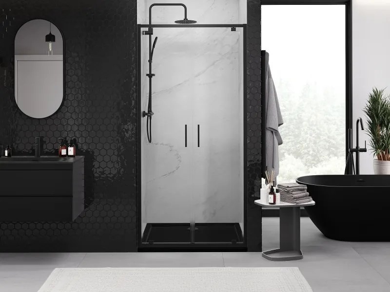 Mexen Exo, dvojité výklopné sprchové dvere, 120 cm, transparentné sklo, čierna, 8182-120-000-70-00