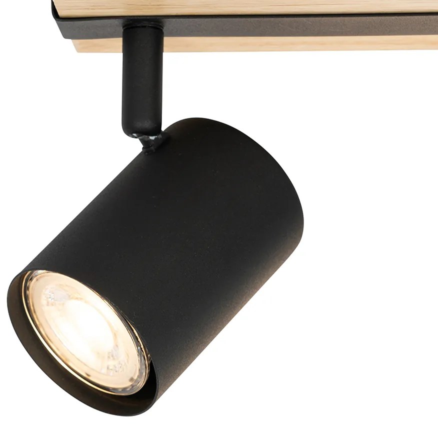 Inteligentný stropný reflektor čierny s drevom 3-svetelný otočný a sklopný vrátane Wifi GU10 50mm - Jeana