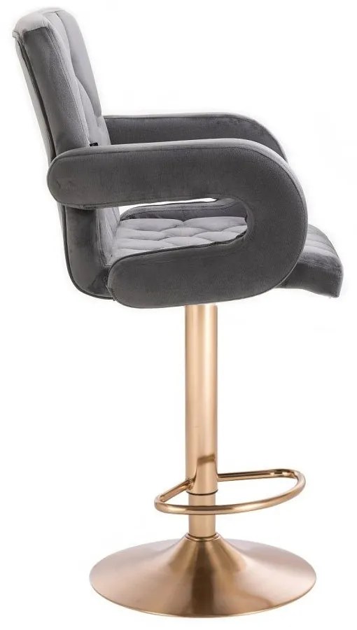 LuxuryForm DESIGN Barová stolička BOSTON VELUR na zlatom tanieri - šedá