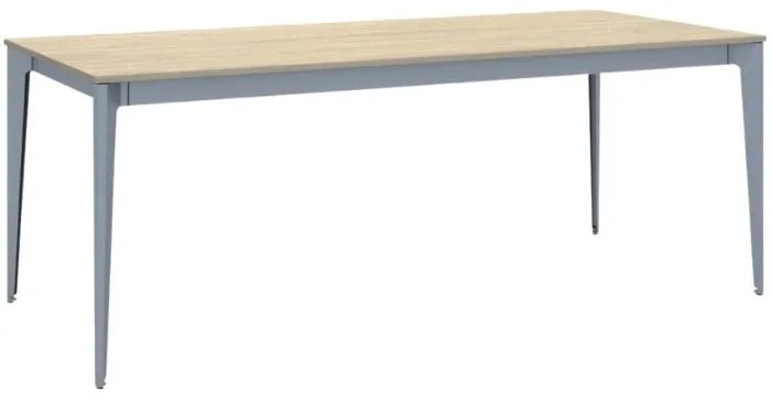 Rokovací kancelársky stôl PRIMO ACTION, 200x90 cm, sivostrieborná podnož, dub prírodný
