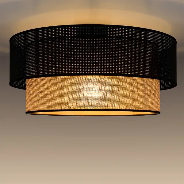 Stropné svietidlo BORHO 1xE27/60W/230V pr. 50 cm čierne/juta