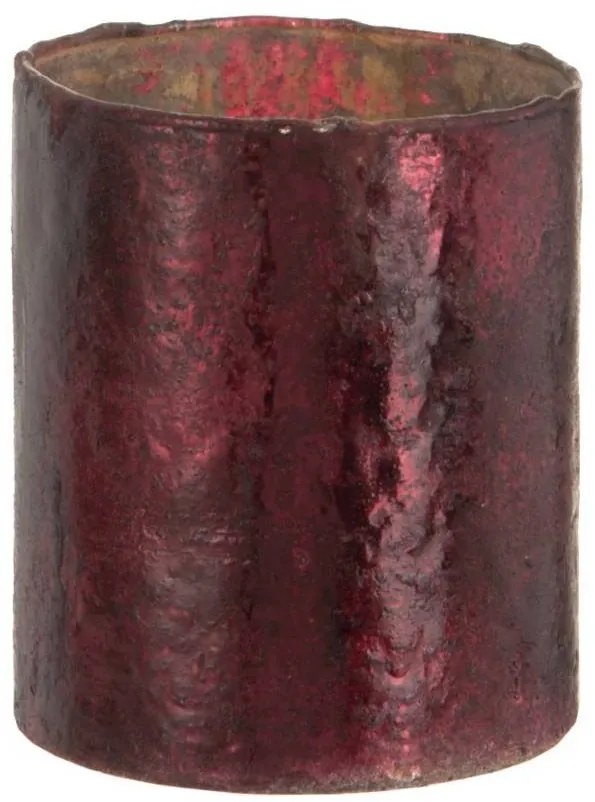 Červený sklenený svietnik Red s patinou S - 7 * 7 * 8 cm
