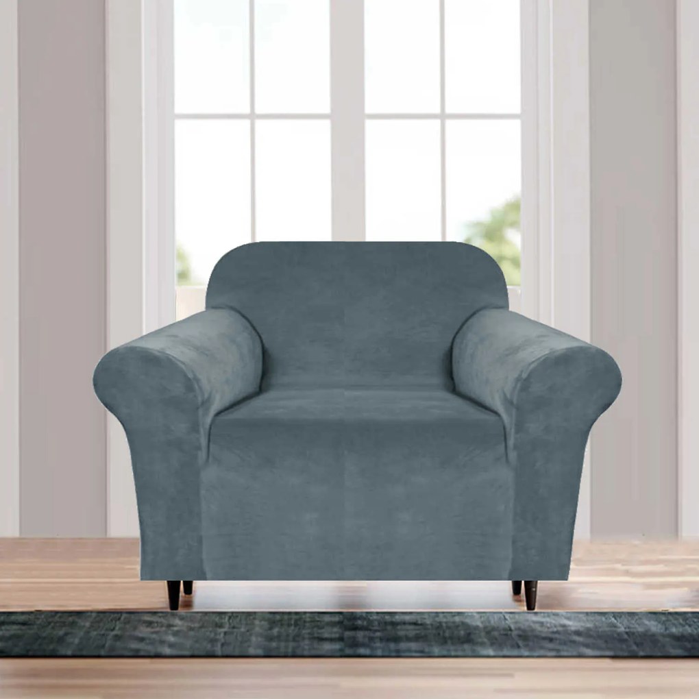 Napínací poťah na kreslo VELTO Farba: Modrosivá