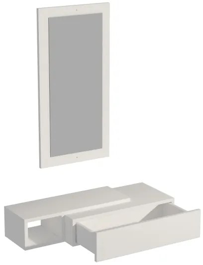 Nástenná polica + nástenné zrkadlo VIEN biela