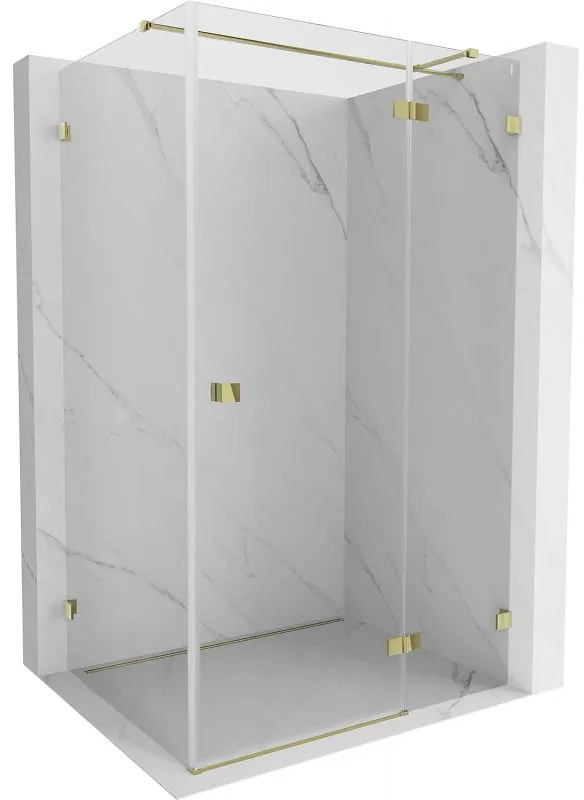 Mexen Lunar T, výklopný sprchový kút pravý 110 x 90 cm, 8mm číre sklo, zlatý profil, 834T-110-090-50-00-P