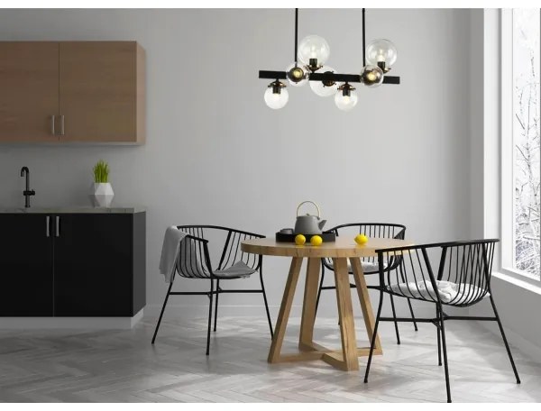 Klausen 106003 - Luster na tyči HYPERION 7xE27/7W/230V čierna/číra