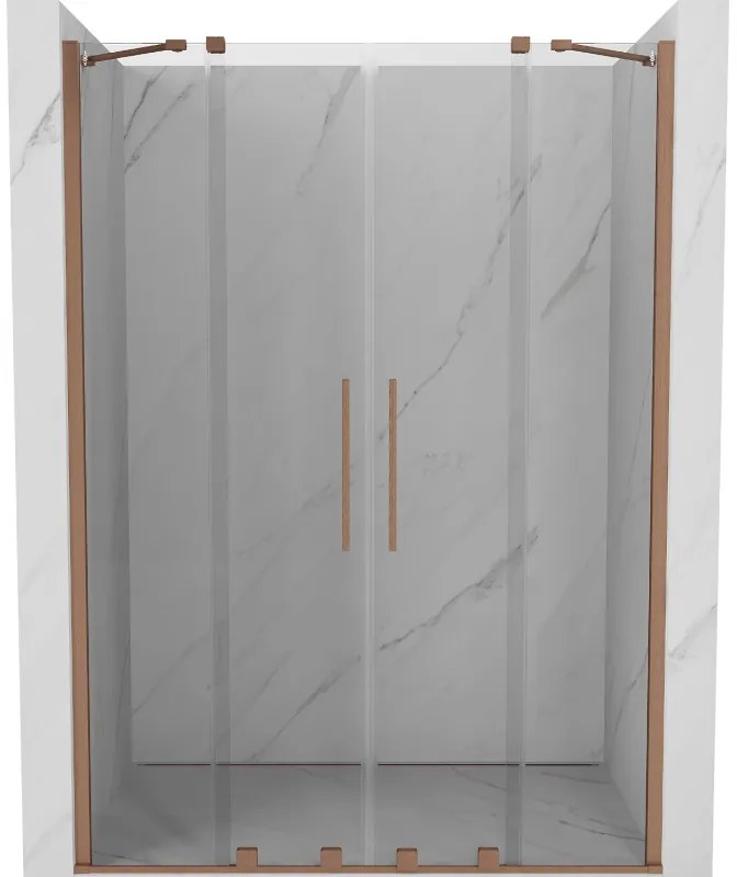 Mexen Velar Duo, posuvné dvere do otvoru 160x200 cm, 8mm číre sklo, medená matná, 871-160-000-02-65