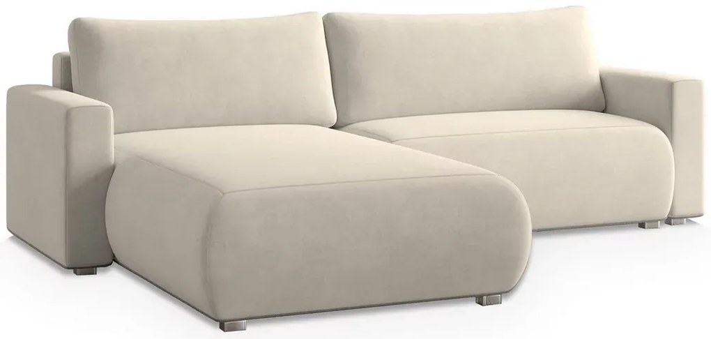 Krémová rozkladacia rohová pohovka MONORA, obojstranná