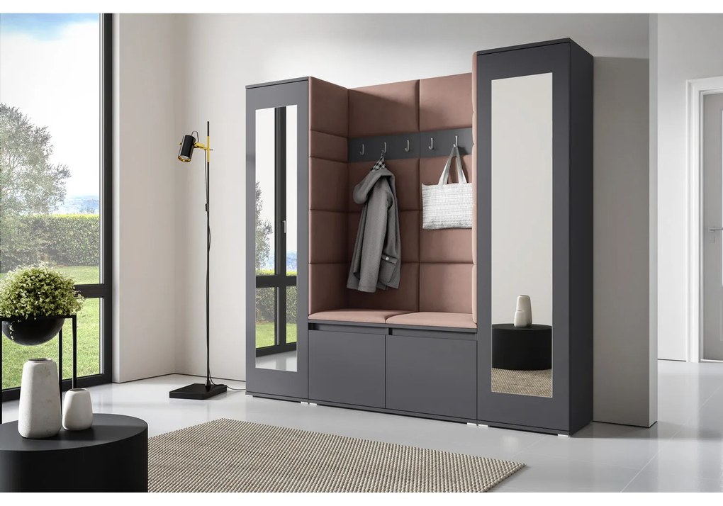 Predsieňová stena AMI 31 So zrkadlom Grafit Kakao