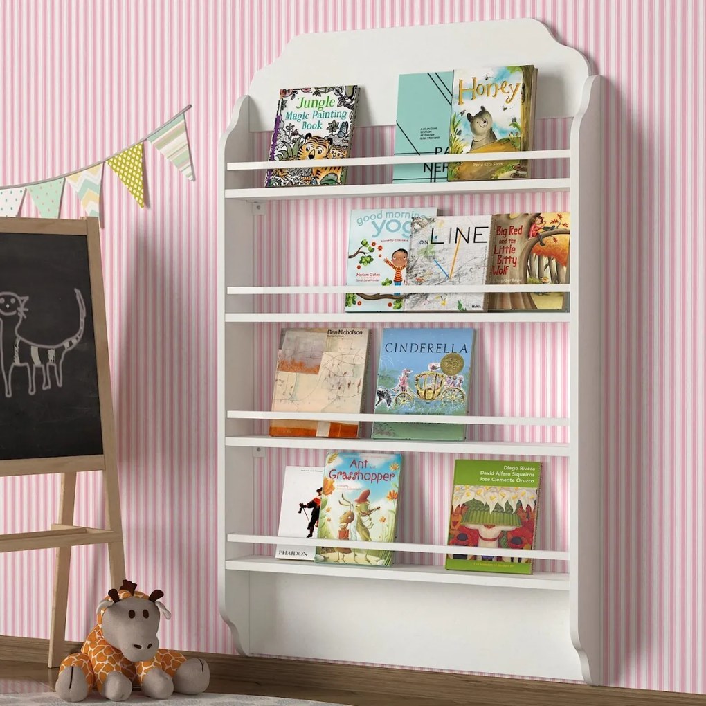 Detská nástenná knižnica Montessori I biela