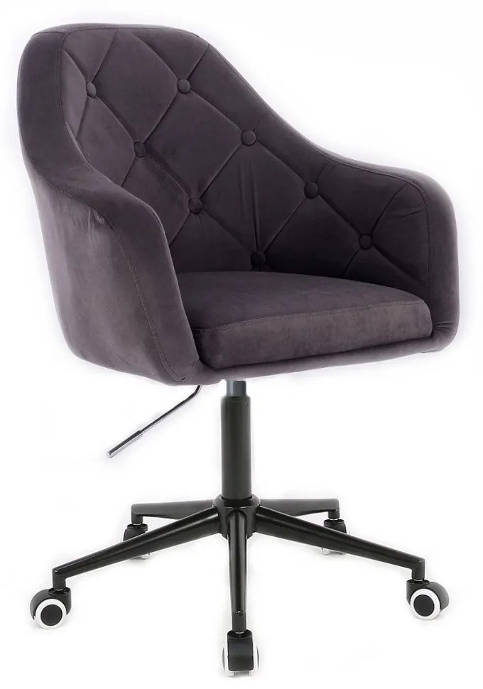 LuxuryForm DESIGN Kreslo ANDORA VELUR na čierne podstave s kolieskami - tmavo šedé