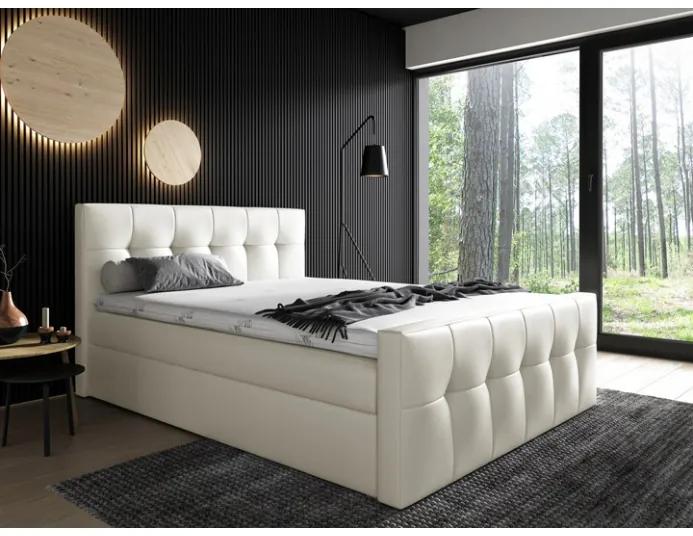 Čalúnená posteľ Maxim 140x200, béžová eko koža + TOPPER