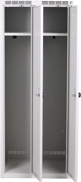 Kovová šatníková skrinka S7, 2-dverová, 1500 x 600 x 500 mm, otočný zámok, grafitové dvere