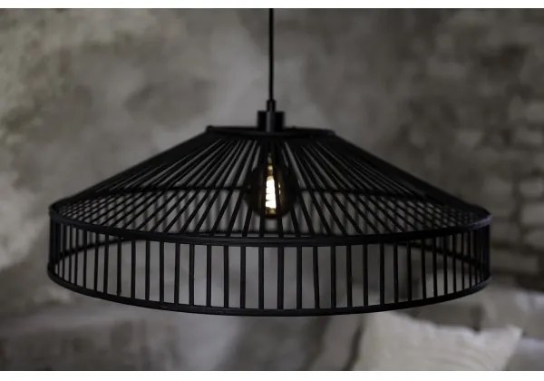 Markslöjd 108782 - Luster na lanku TAPA 1xE27/40W/230V čierna/bambus