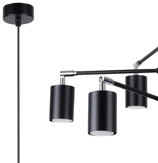 Sollux SL.1207 - Luster na lanku LEMMI 6xGU10/10W/230V čierna