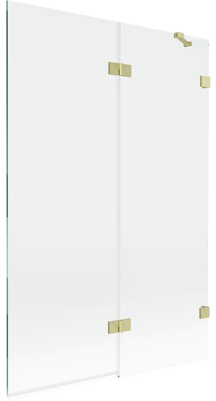 Mexen Lunar, 2-krídlová vaňová zástena pravá 120 x 150 cm, číre sklo, zlatá matná, 897-120-100-55-00-P