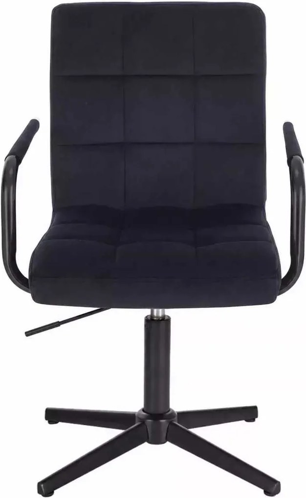 LuxuryForm DESIGN Otočná stolička VERONA BLACK VELUR na čiernom kríži - čierna