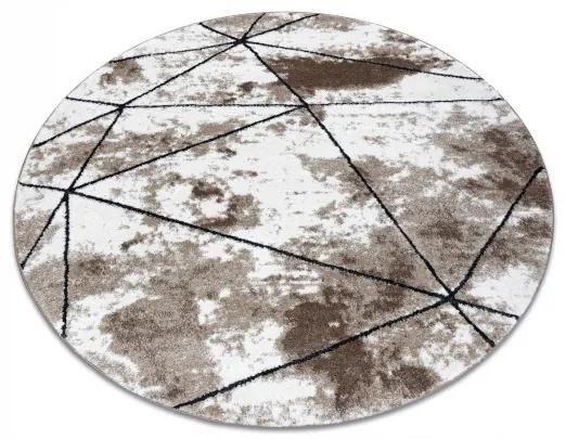 Moderný okrúhly koberec COZY Polygons, geometrický, hnedý