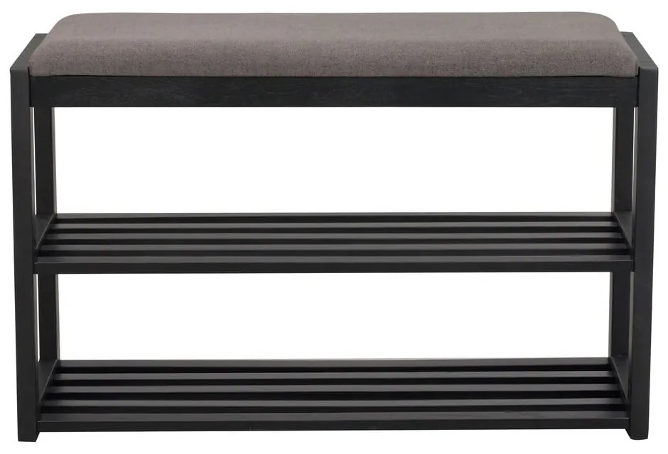 Čierna skrinka na topánky z dubového dreva s lavicou Confetti – Rowico