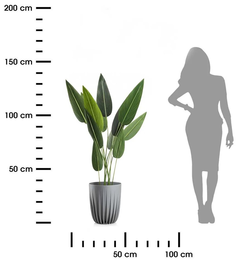 PLASTOVÝ KVETINÁČ STRIPPED 30X35,5 CM SIVÁ