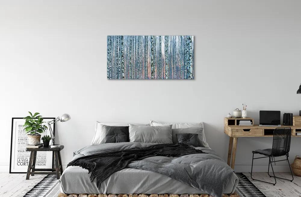 Obraz canvas Brezového lesa pri západe slnka 140x70 cm