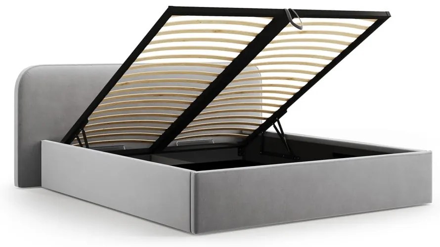 Svetlosivá čalúnená dvojlôžková posteľ s úložným priestorom s roštom 140x200 cm Elizabeth – Micadoni