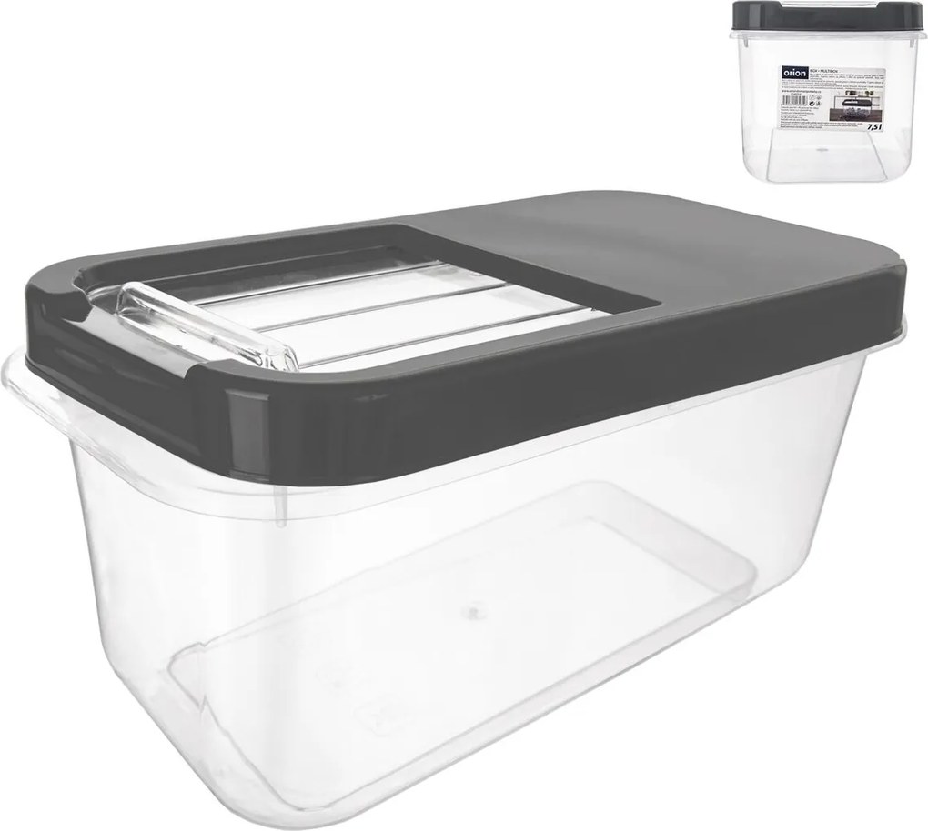 2. akosť - Dóza na potraviny, veľkokapacitný box SLOP, sivé posuvné veko - 7,5 l