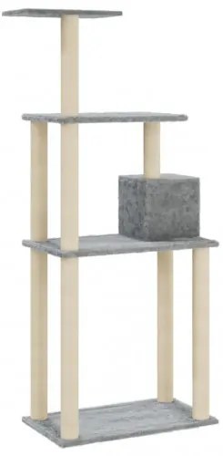 vidaXL Škrabadlo pre mačky so sisalovými stĺpikmi svetlosivé 147 cm-