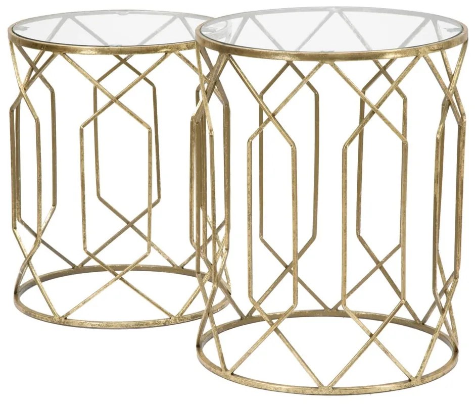 Okrúhle odkladacie stolíky v súprave 2 ks so sklenenou doskou ø 42 cm Tunisi – Mauro Ferretti