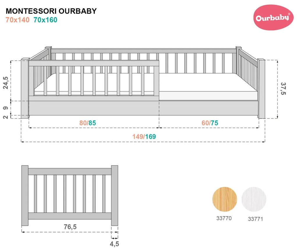 Ourbaby® 33771-0 Montessori 140x70 cm biela