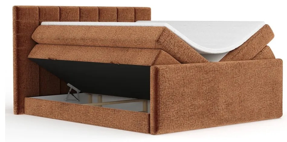 Oranžová boxspring posteľ s úložným priestorom 140x200 cm Ava – Maison de Rêve