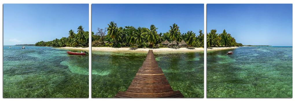 Obraz na plátne - Tropický ostrov a mólo - panoráma 5912C (150x50 cm)