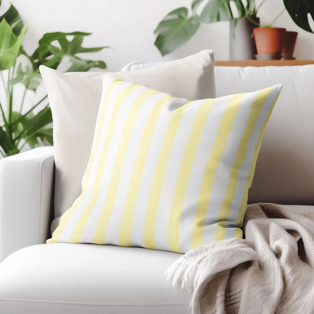 Goldea bavlnená obliečka na vankúš - žlté prúžky 45 x 45 cm