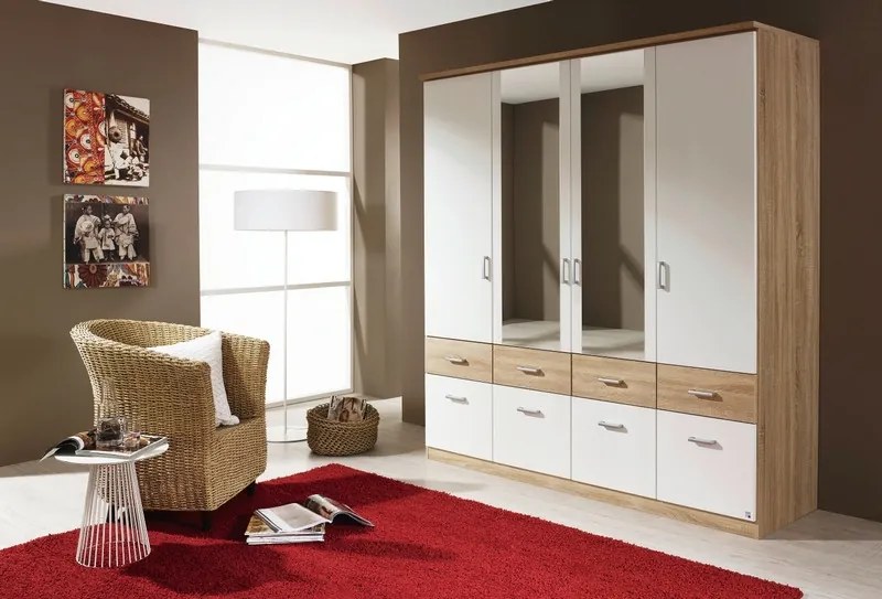 Šatníková skriňa Bremen, 181 cm, dub sonoma/biela