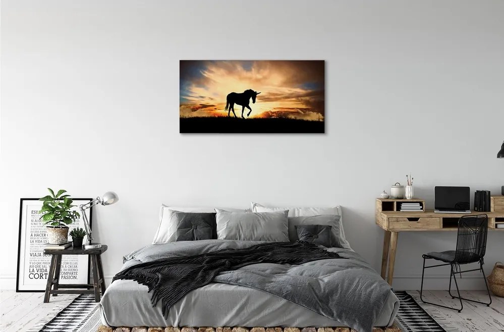 Obraz na plátne Unicorn sunset 140x70 cm