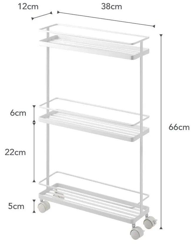 Biely kovový pojazdný regál 38x66 cm Tower – YAMAZAKI