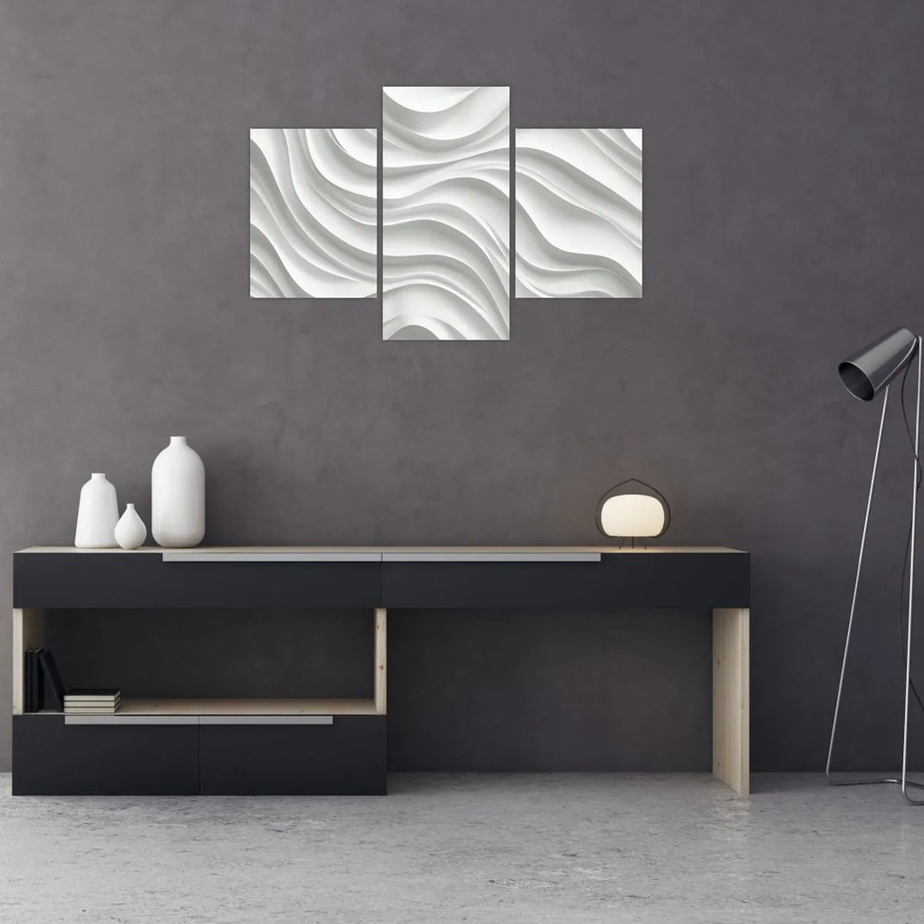 Obraz - 3D biele vlny (90x60 cm)
