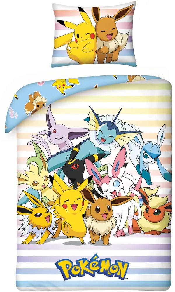 DETSKÉ BAVLNENÉ OBLIEČKY POKEMON 140X200 CM, 1KS 70X90 CM VZOROVANÉ