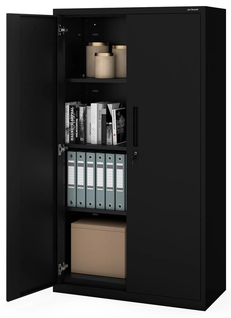 Kovová skriňa MEGAN – čierna, bez zásuvky, 160 cm