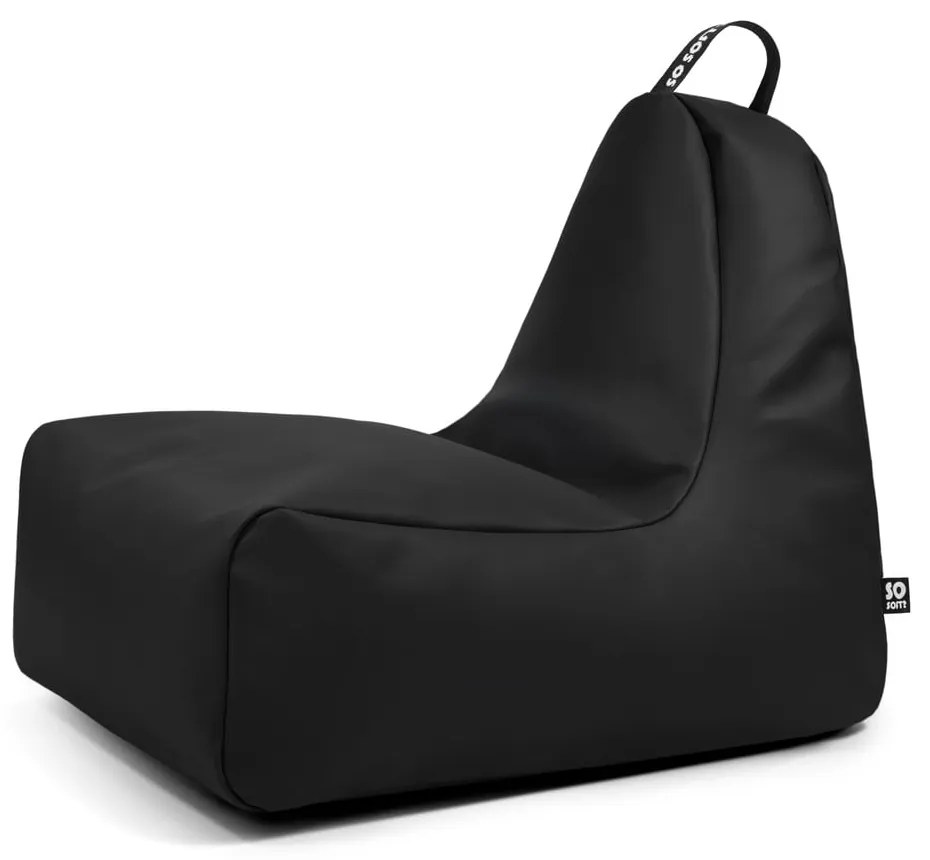 Čierny sedací vak z imitácie kože Chill L – So Soft?