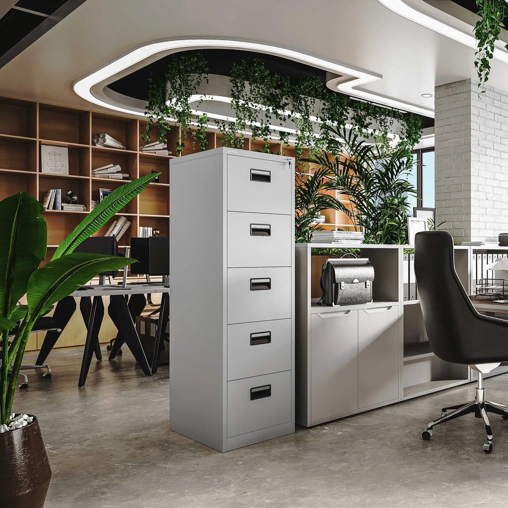 Kovová kartotéka, 5 zásuviek SARA V5, 460 x 1625.5 x 620 mm, šedá